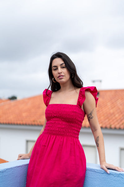 Ariela Dress, Pink Peacock
