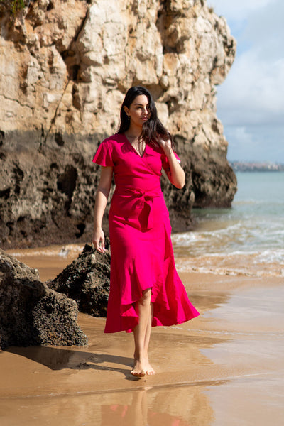 Annika Dress, Pink Peacock