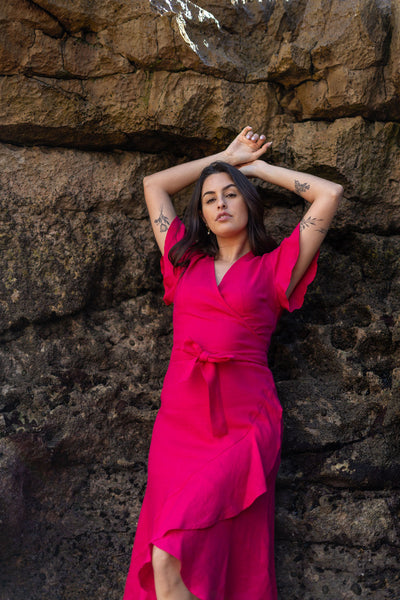 Annika Dress, Pink Peacock