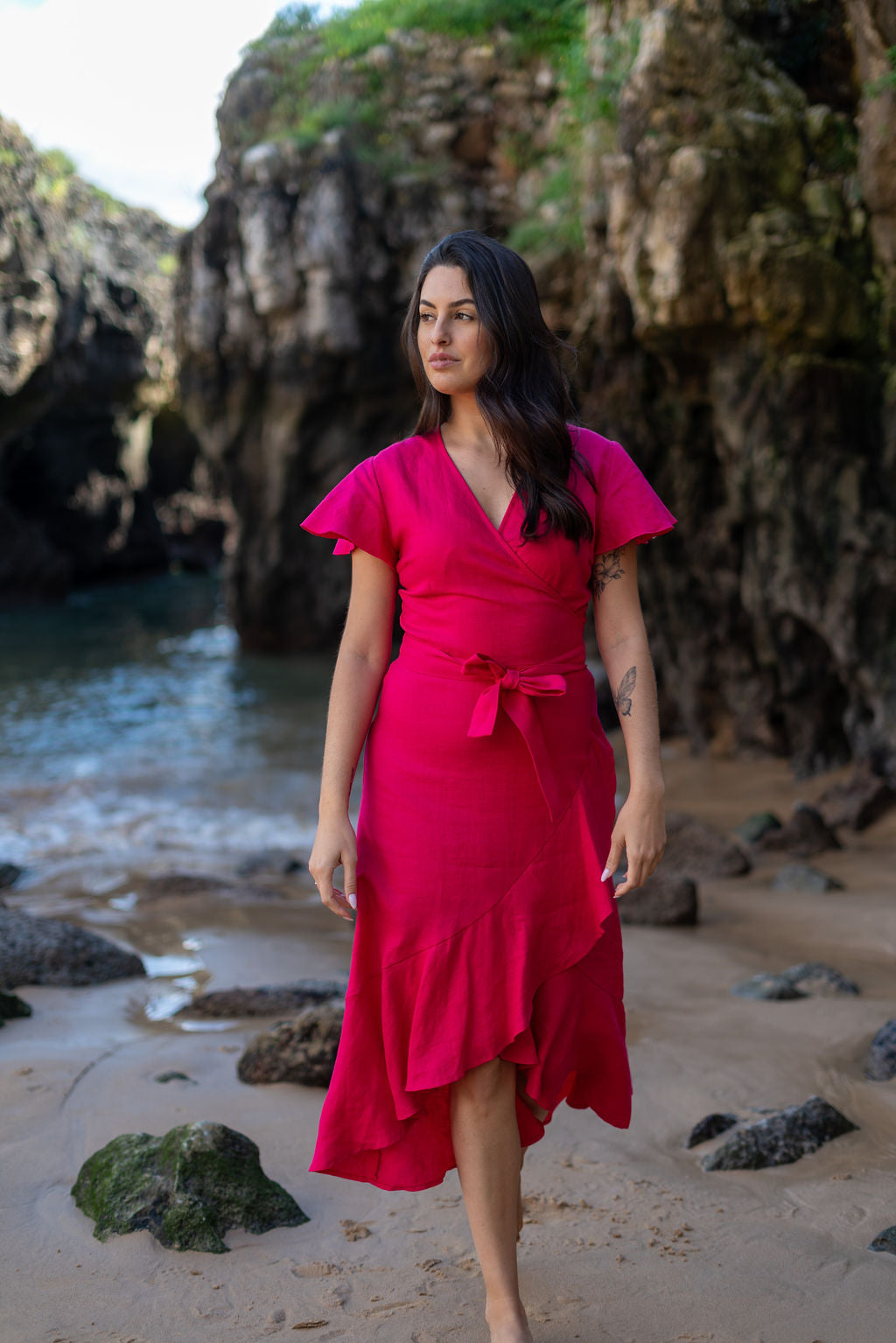 Annika Dress, Pink Peacock