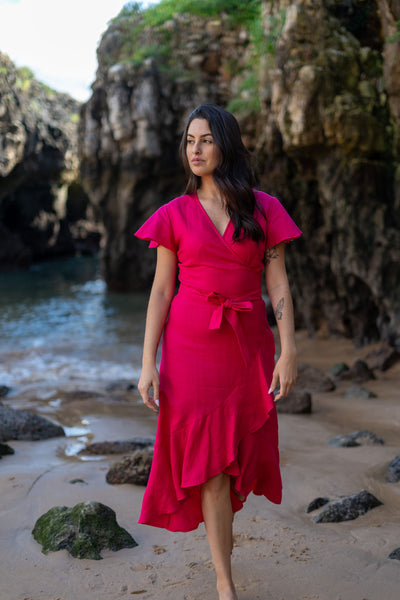Annika Dress, Pink Peacock