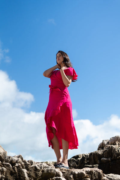 Annika Dress, Pink Peacock