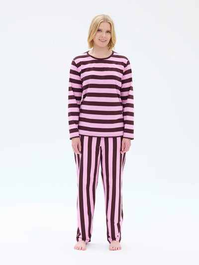 Sofia Pyjama Raita, Pinkki/Viininpunainen