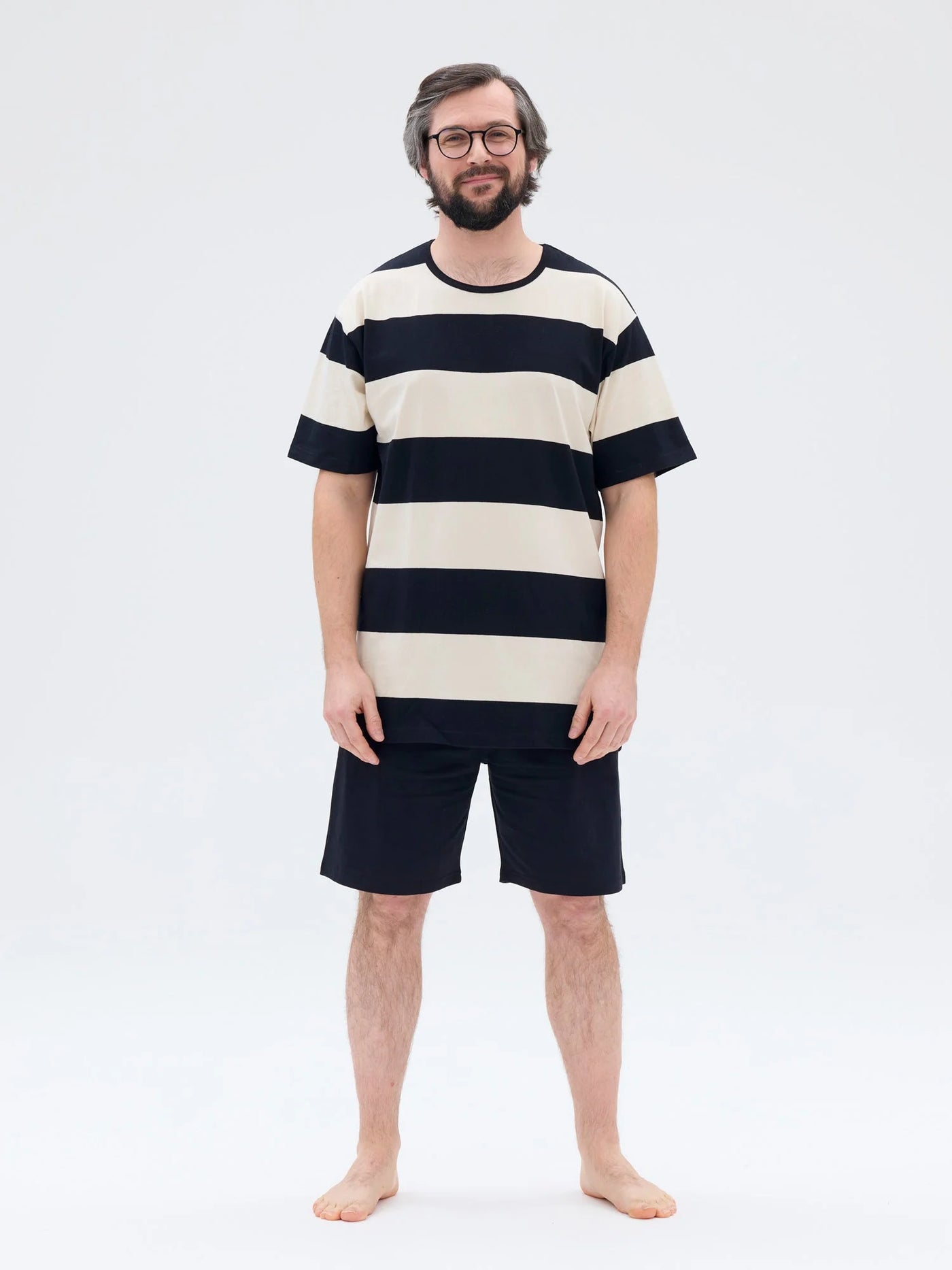 Ratia Shortsipyjama, Unisex Musta/Beige