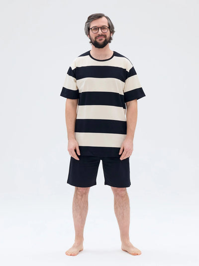 Ratia Shortsipyjama, Unisex Musta/Beige