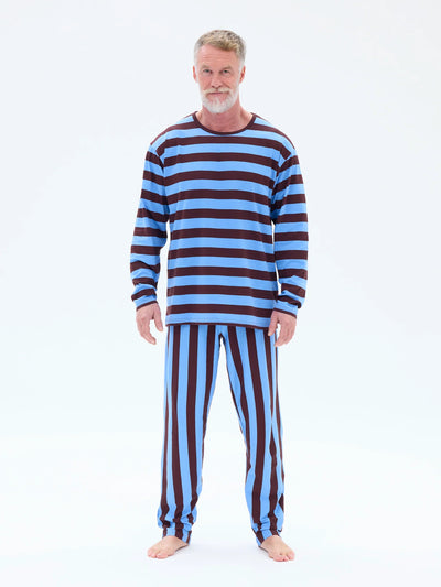Miesten Pyjama Raita, Sininen/Viini