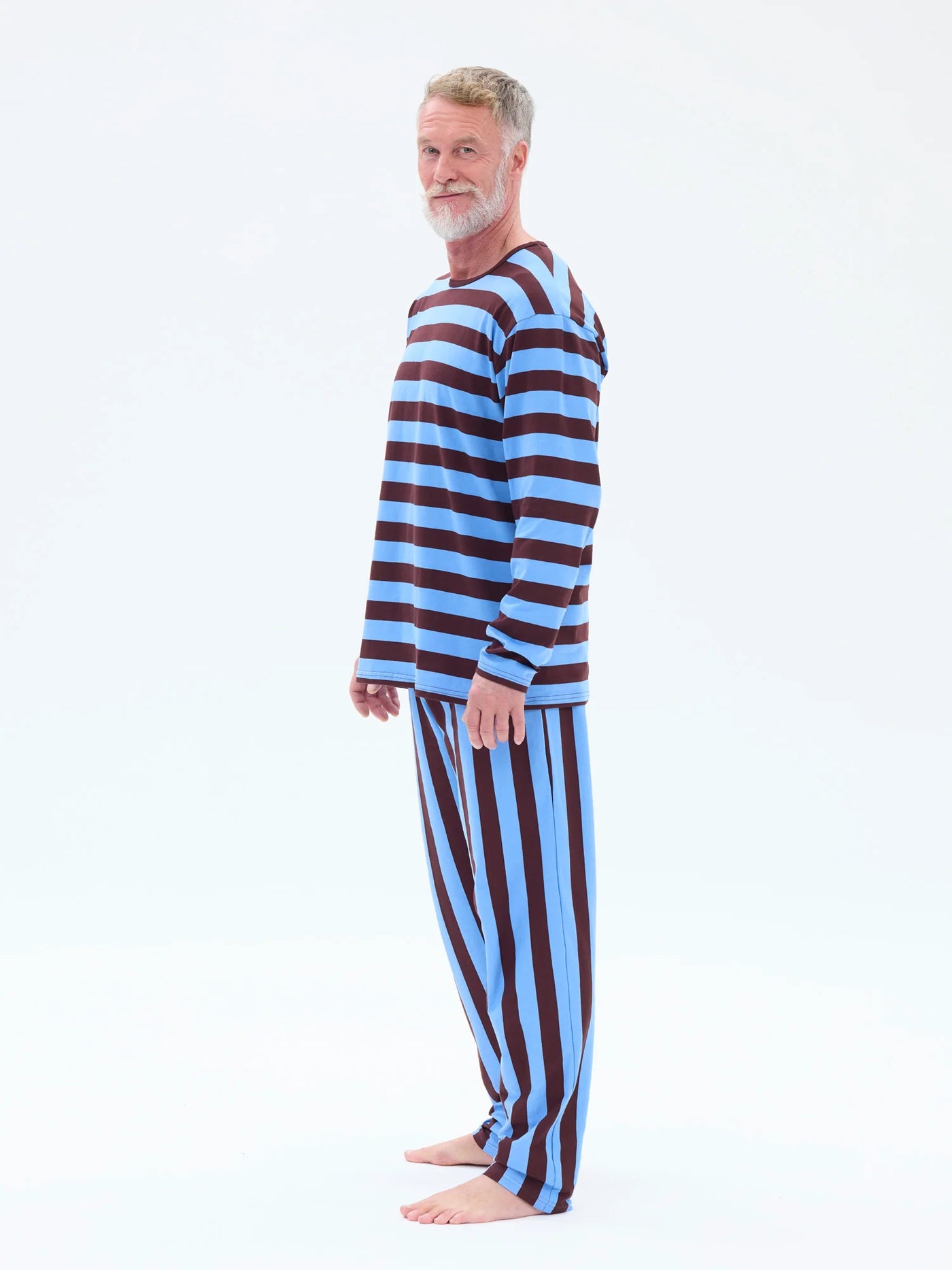 Miesten Pyjama Raita, Sininen/Viini