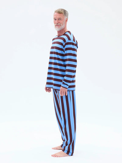Miesten Pyjama Raita, Sininen/Viini