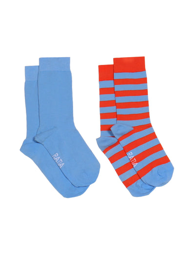 Aikuisten Sukat 2 Paria Raita, Sininen/Oranssi