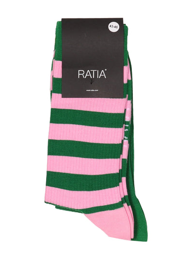 Aikuisten Sukat 2 Paria Raita, Vihreä/Pinkki