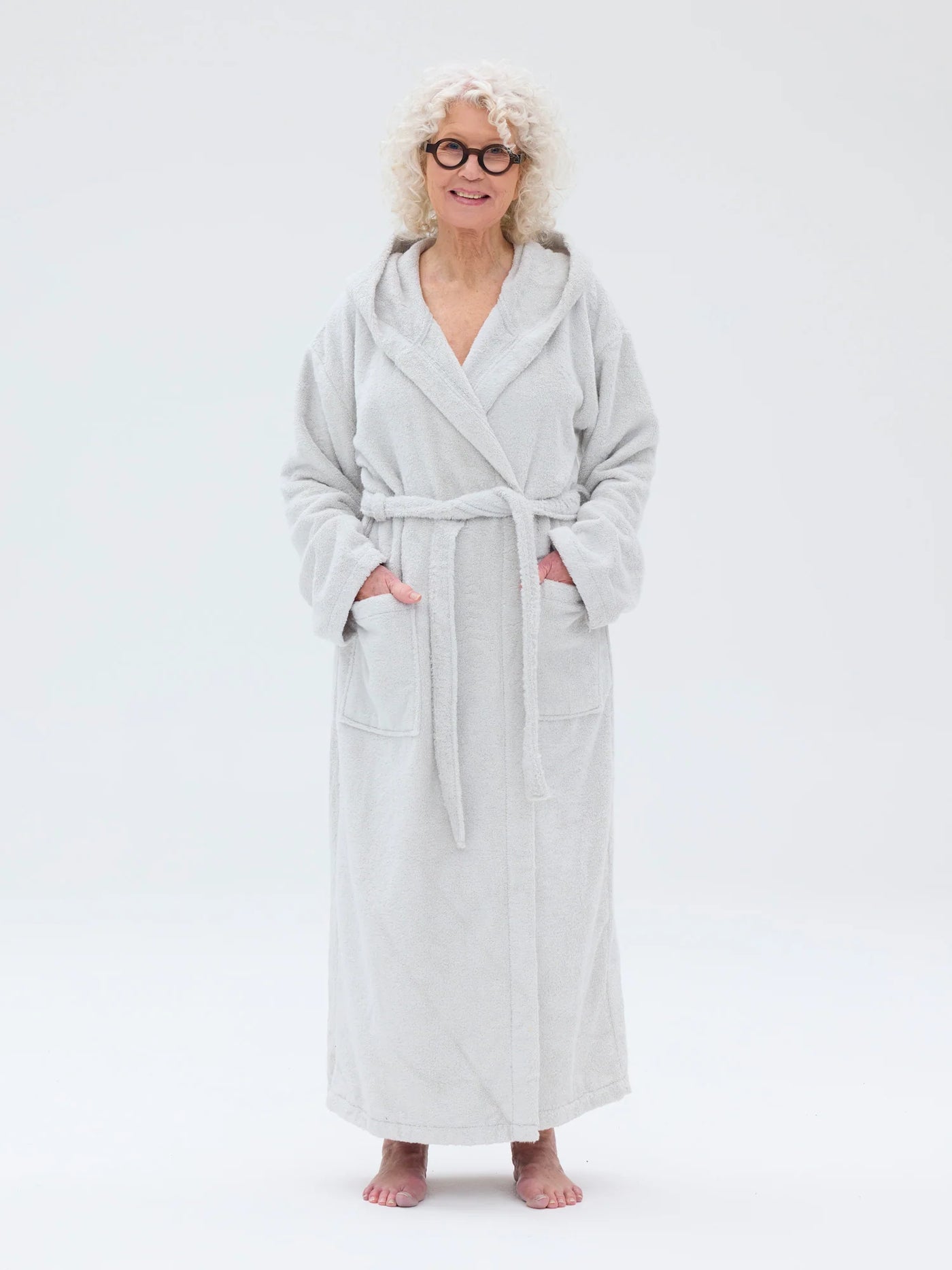 Hupullinen kylpytakki, Vaaleanharmaa