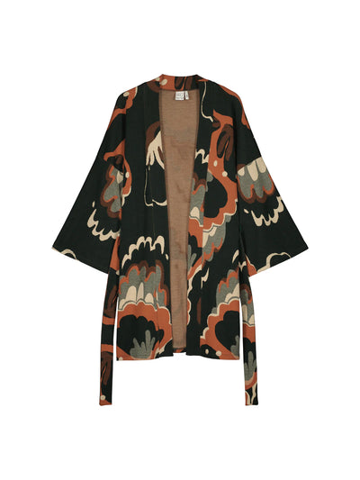 Seashell Jacquard Kimono Jacket With Belt