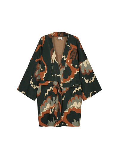 Seashell Jacquard Kimono Jacket With Belt