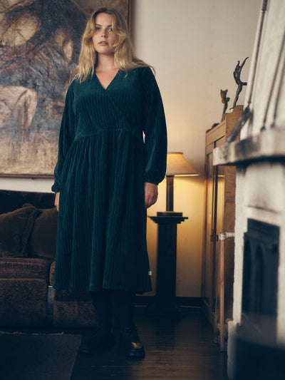 Velour Rib Dress, Dark Sea