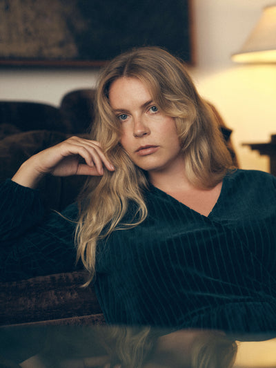 Velour Rib Dress, Dark Sea