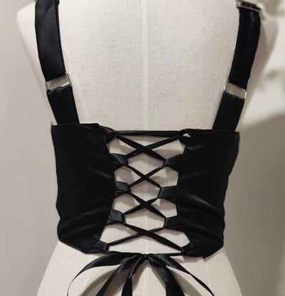 PopJoy Corset Top, Jean/Black M/L
