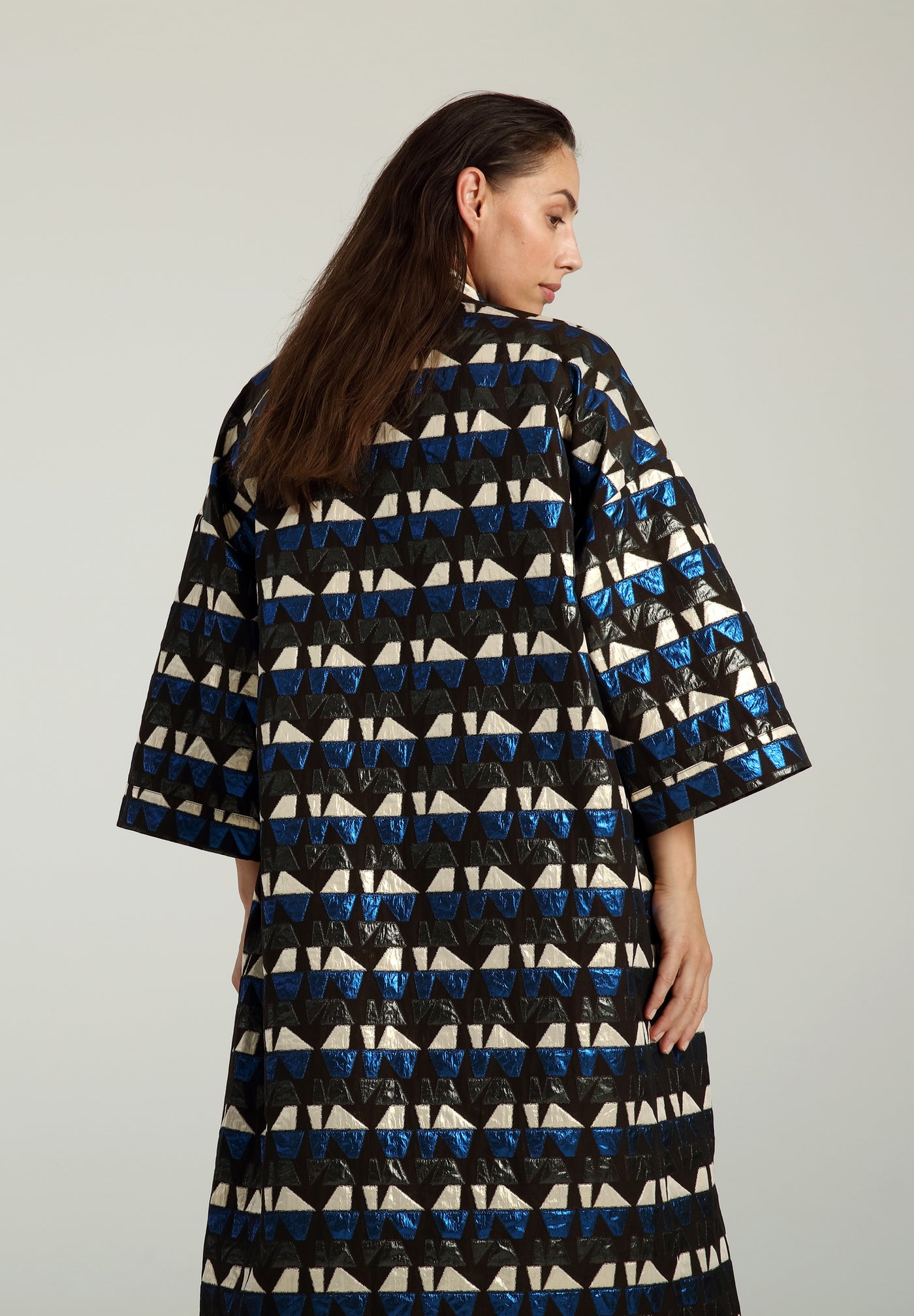 Astoria Kimono Jacket, Metallic Blue