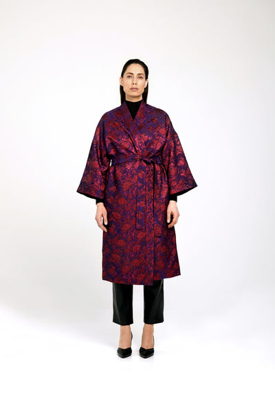 Astoria Kimono Jacket, Red Lilac Florals