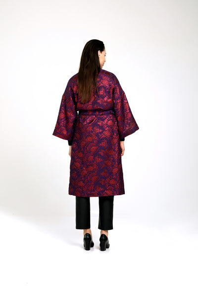 Astoria Kimono Jacket, Red Lilac Florals