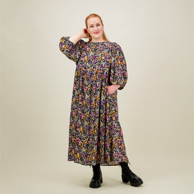 Fantasy Volume Sleeve Midi Dress, Multicolor
