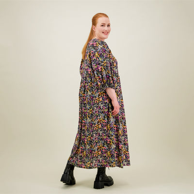 Fantasy Volume Sleeve Midi Dress, Multicolor