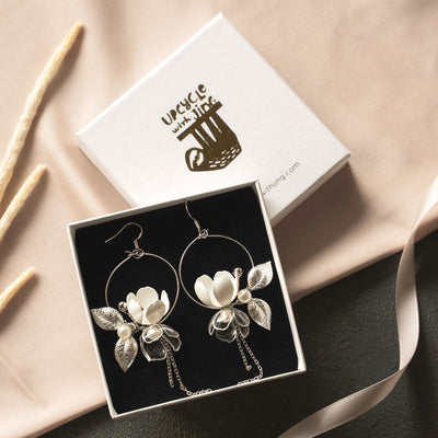 Delicate Floral Moon Earrings