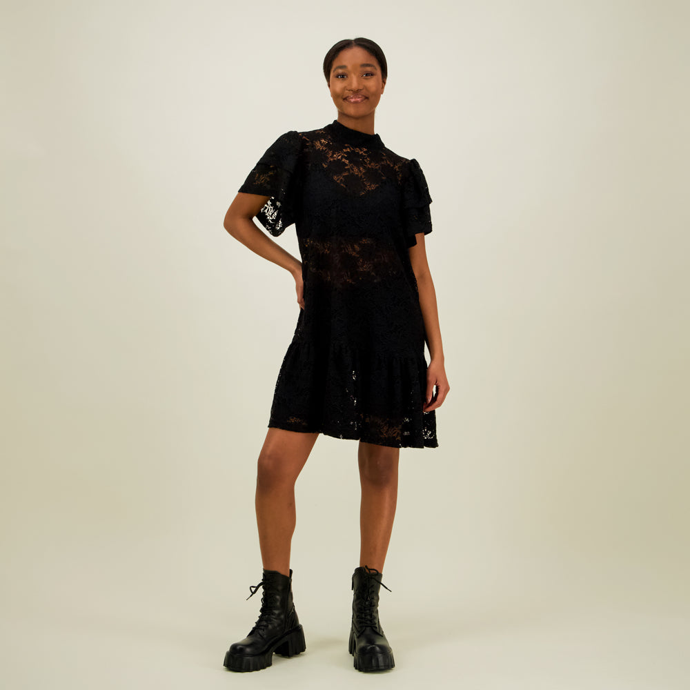 Frill Lace Dress, Licorice