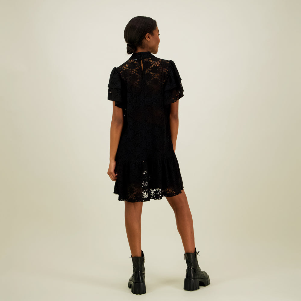 Frill Lace Dress, Licorice