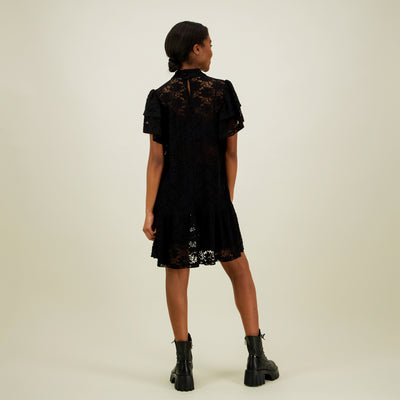 Frill Lace Dress, Licorice