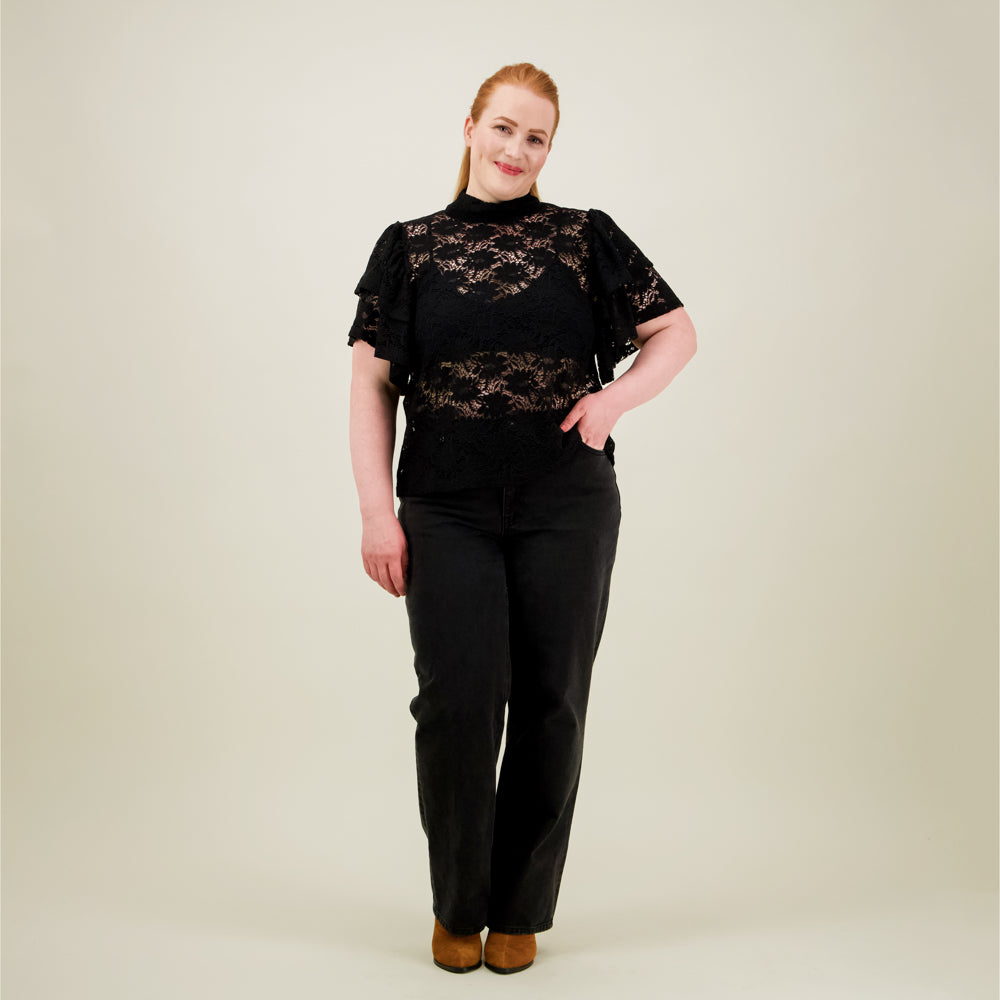 Frill Lace Top, Licorice