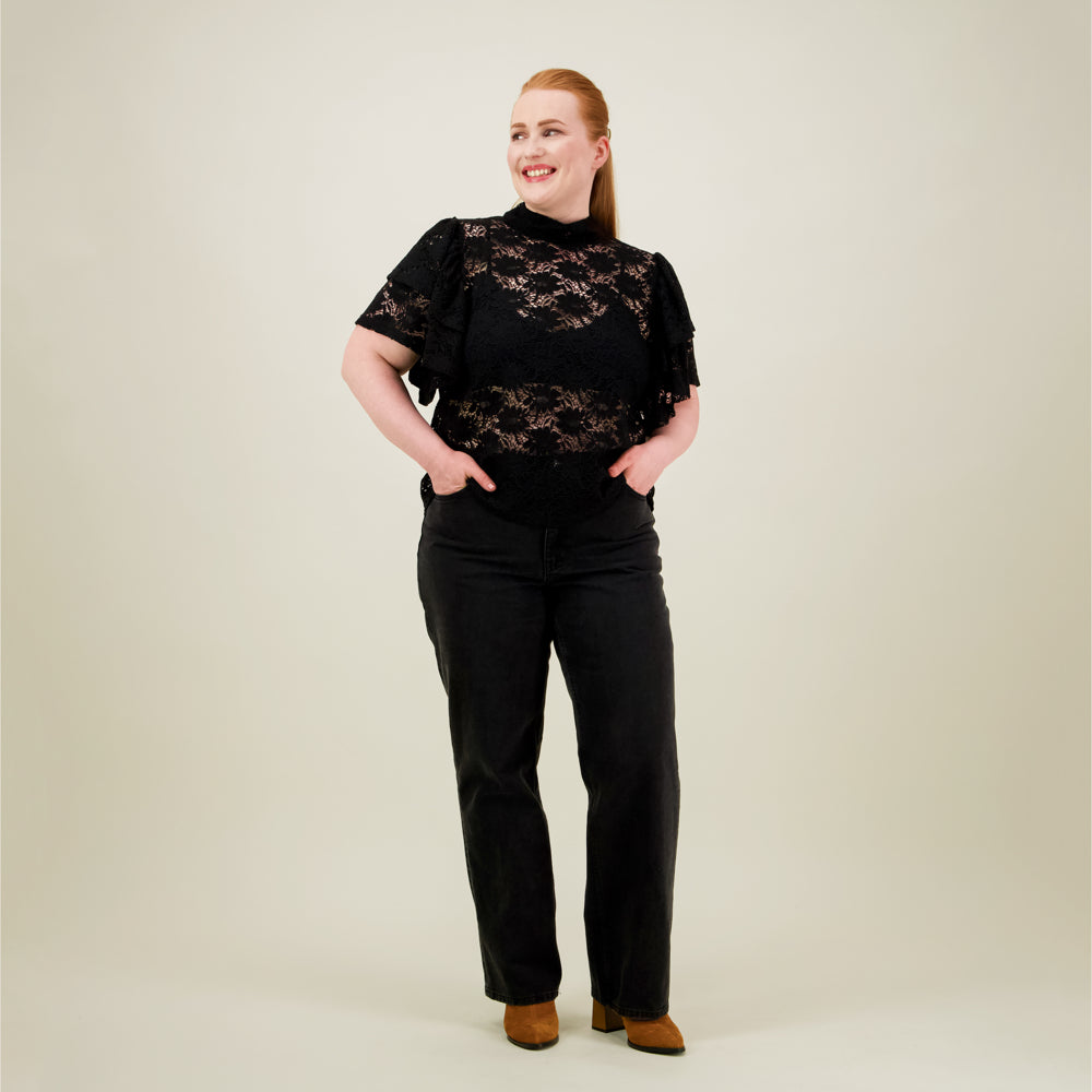 Frill Lace Top, Licorice