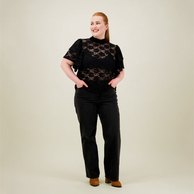 Frill Lace Top, Licorice