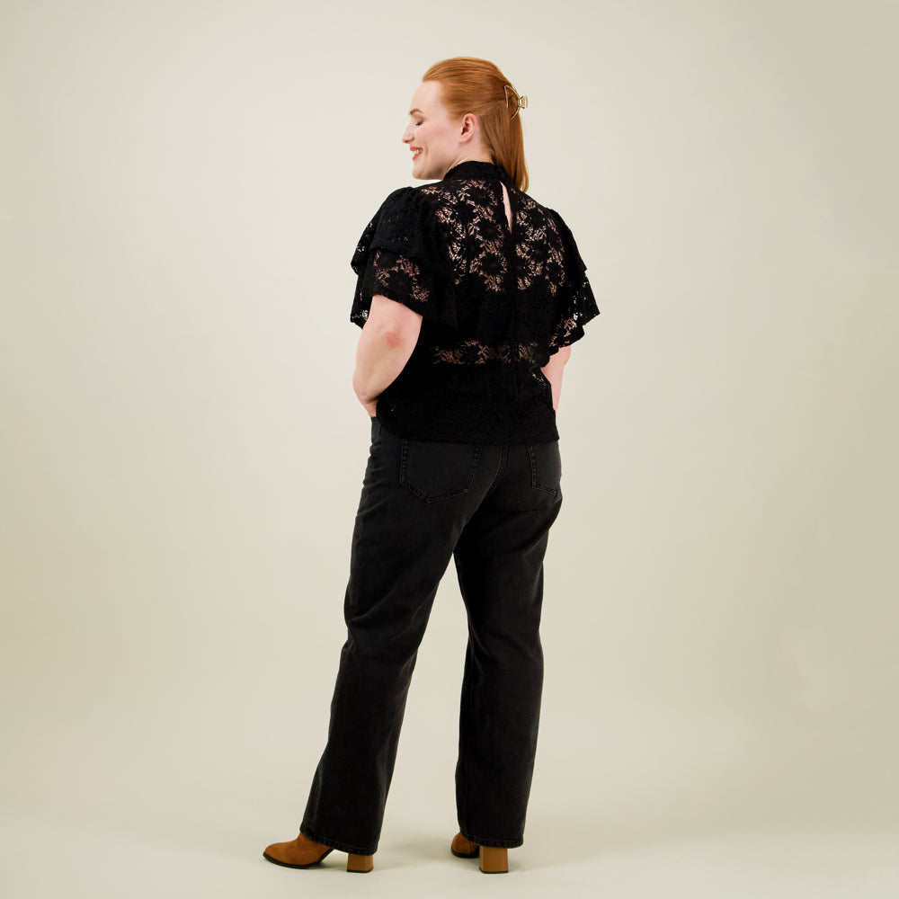 Frill Lace Top, Licorice