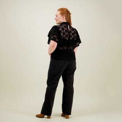 Frill Lace Top, Licorice