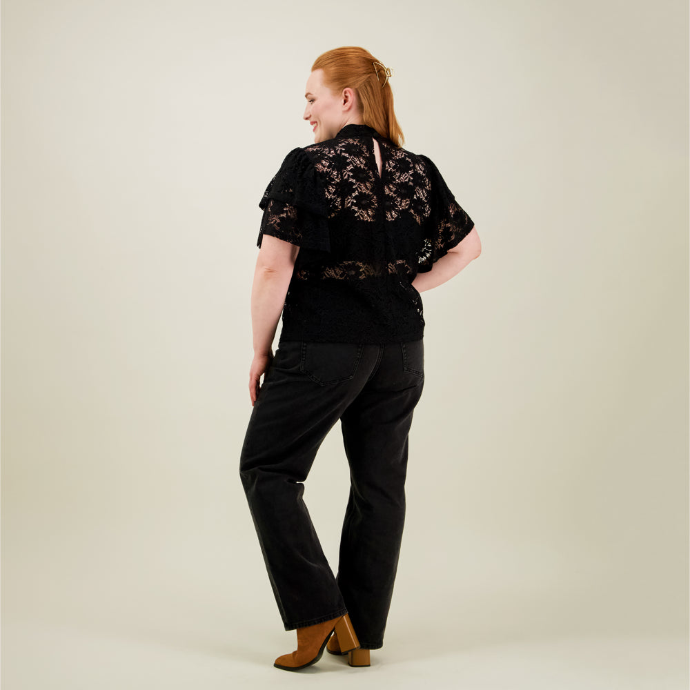Frill Lace Top, Licorice