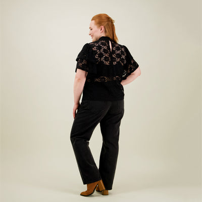 Frill Lace Top, Licorice