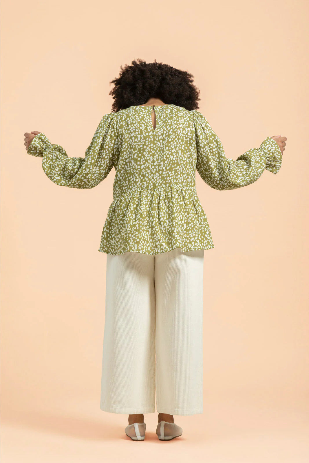 Flounce Blouse, Flora Olive