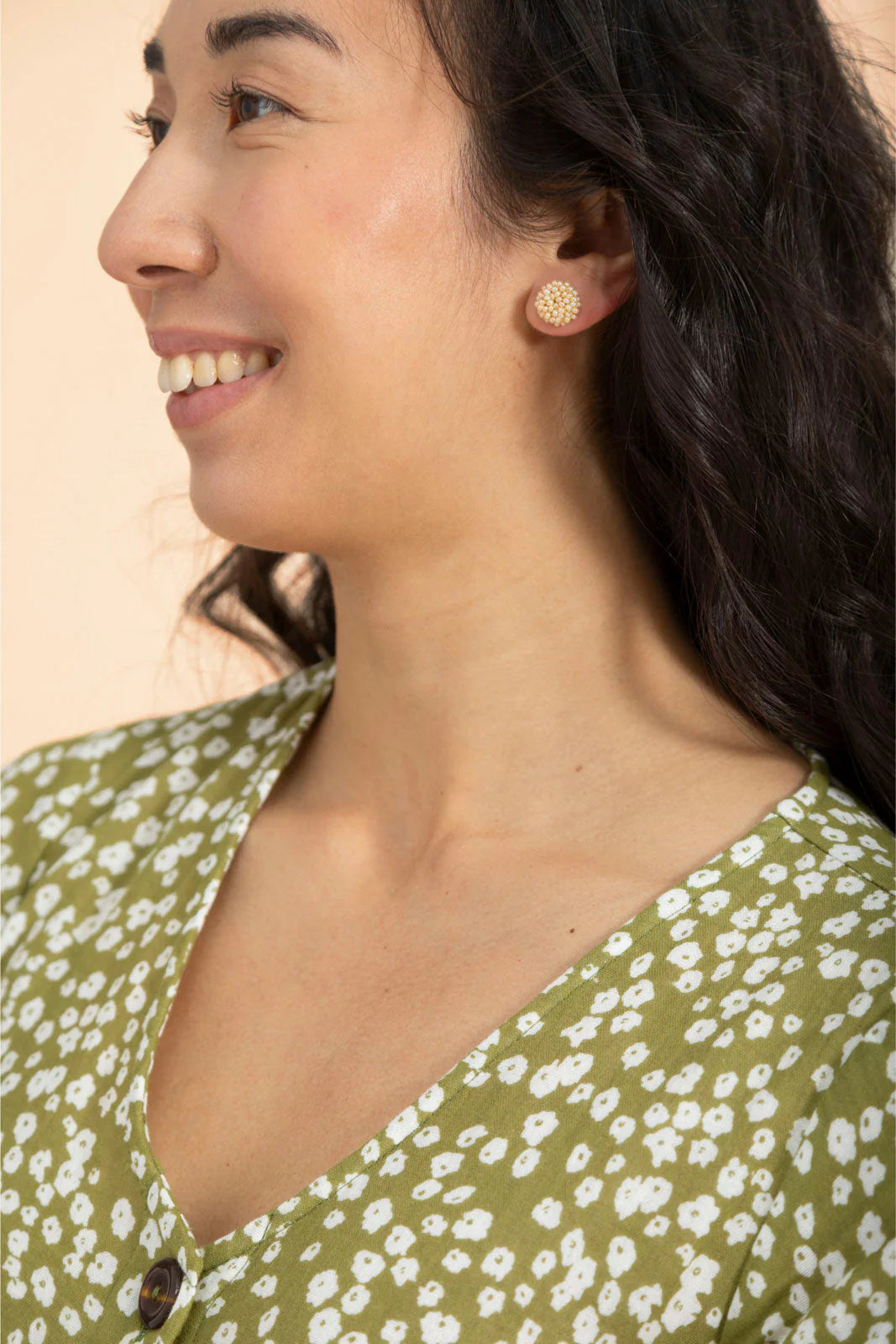 Ruffle Button Dress, Flora Olive