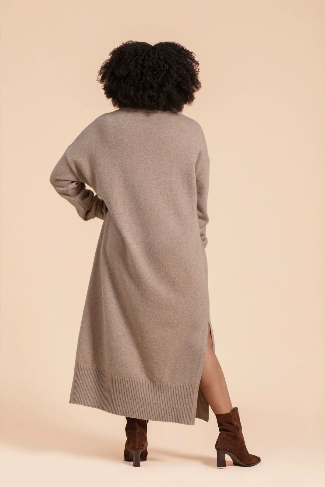 Wool Midi Dress, Taupe