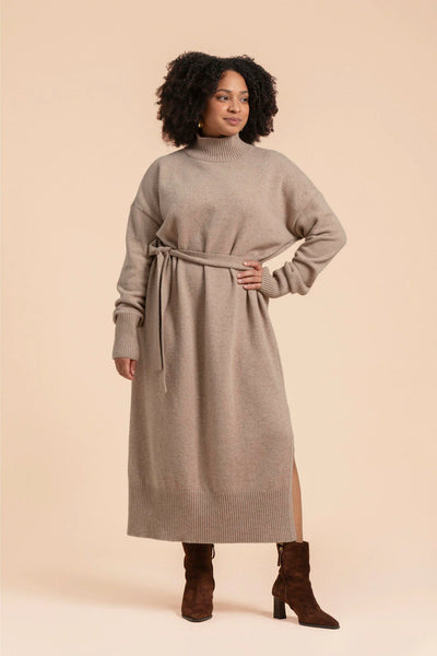 Wool Midi Dress, Taupe