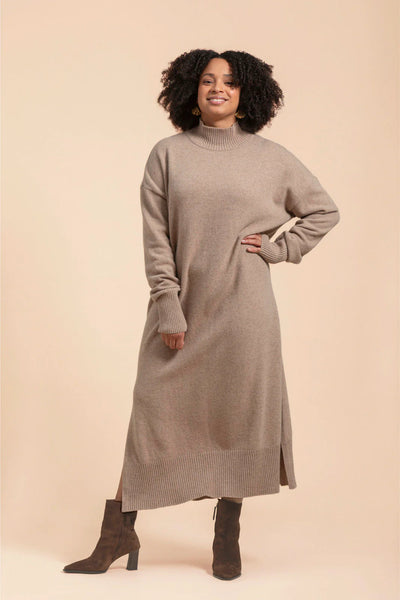 Wool Midi Dress, Taupe