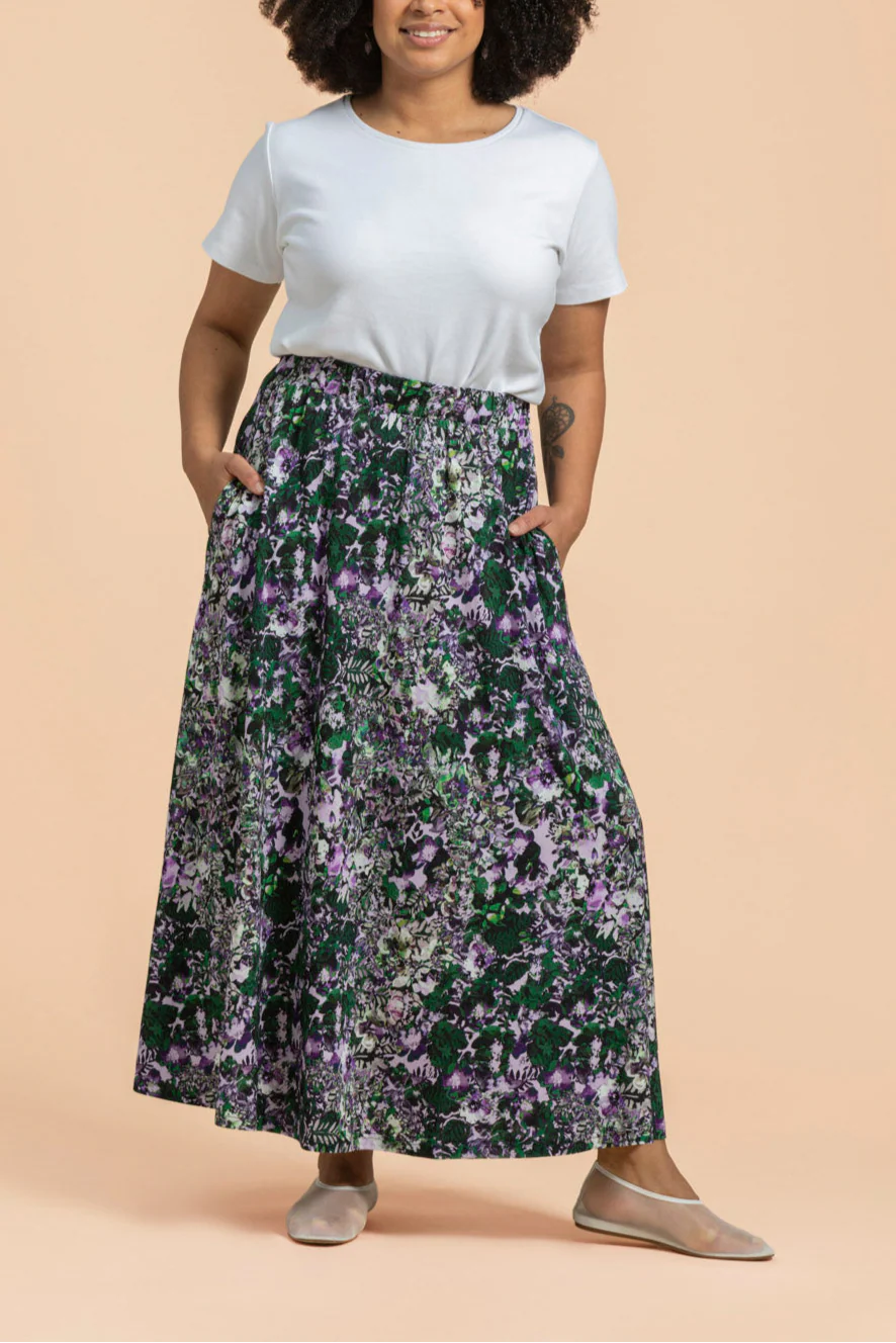 Soft Midi Skirt, Blooming Forest Lilac