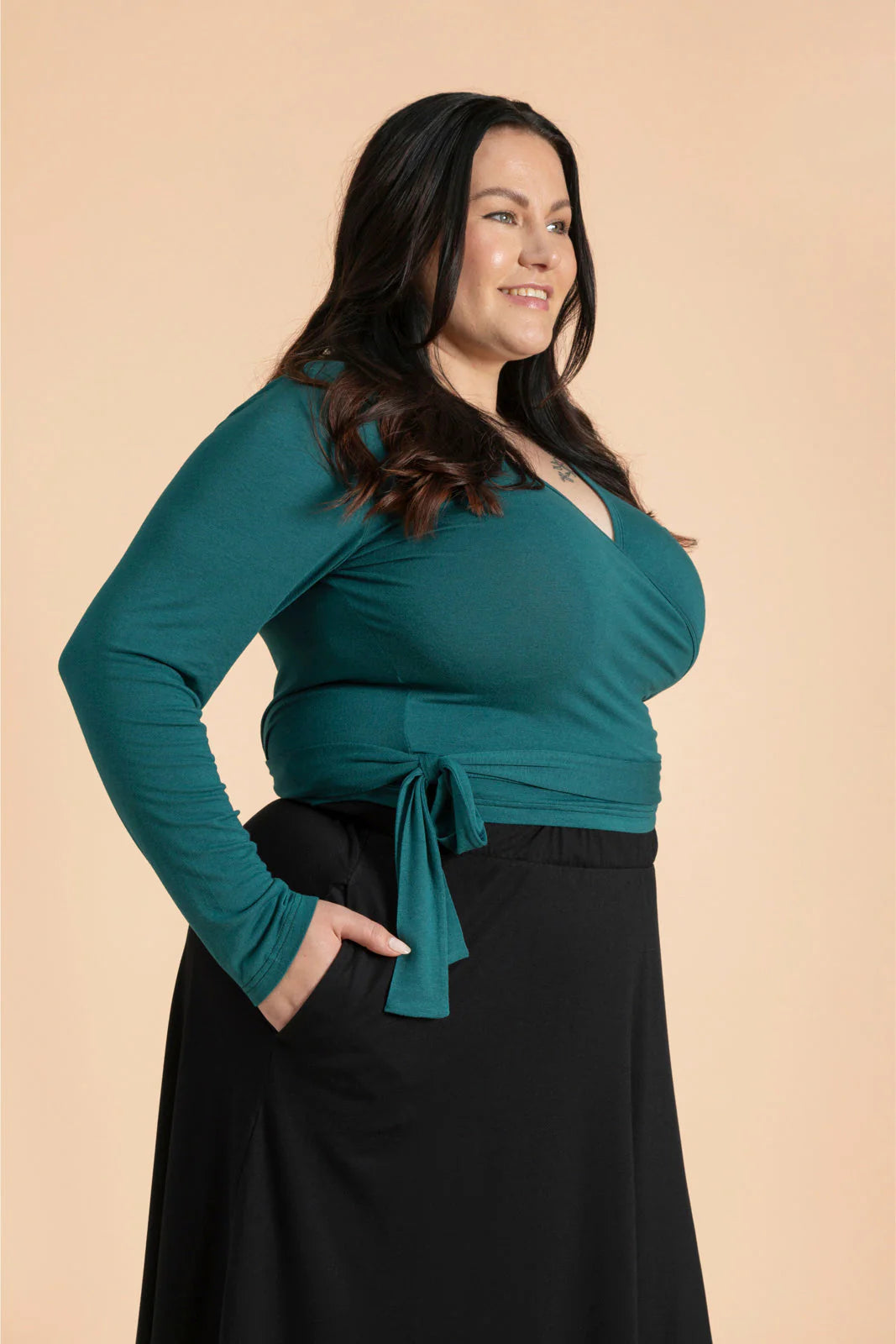 Wrap Top, Petrol