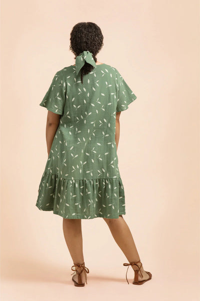 Frill Button Dress, Sage Wind