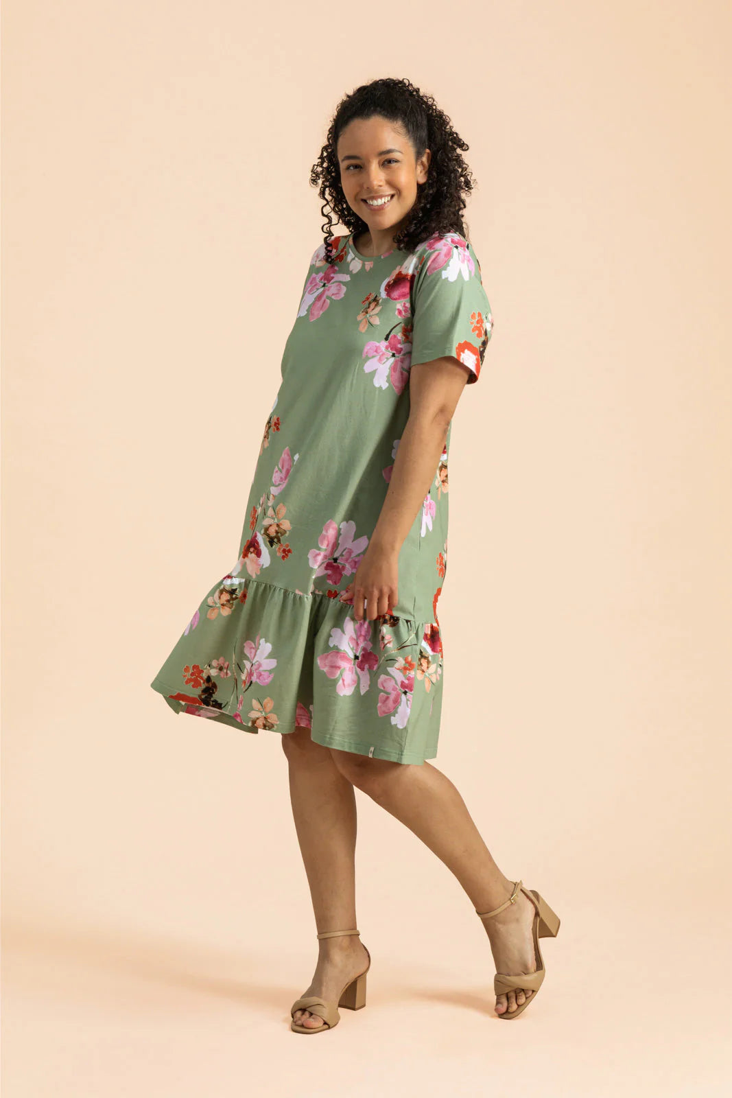 Ruffle T-Shirt Dress, Cherry Blossom