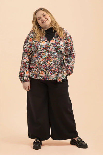 Soft Wrap Blouse Blooming Forest