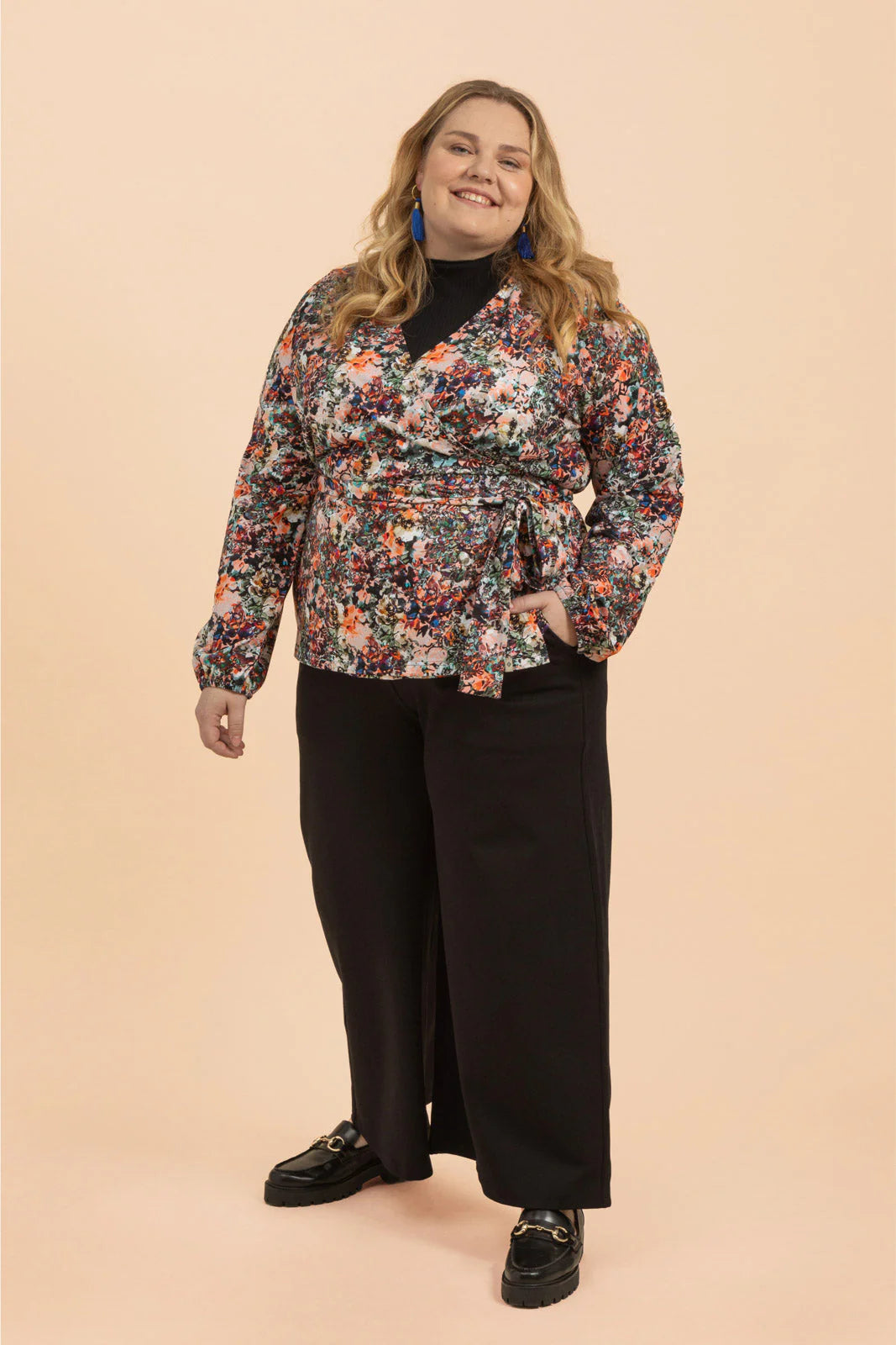 Soft Wrap Blouse Blooming Forest