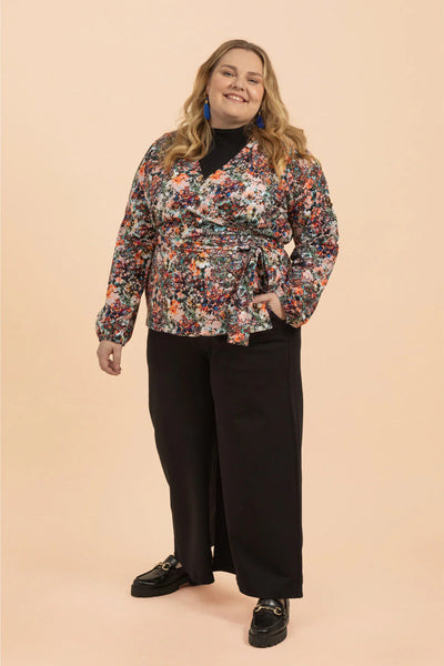 Soft Wrap Blouse Blooming Forest