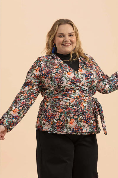 Soft Wrap Blouse Blooming Forest