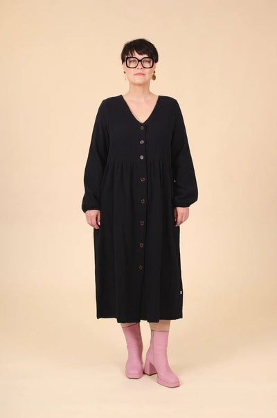 Button Dress, Black